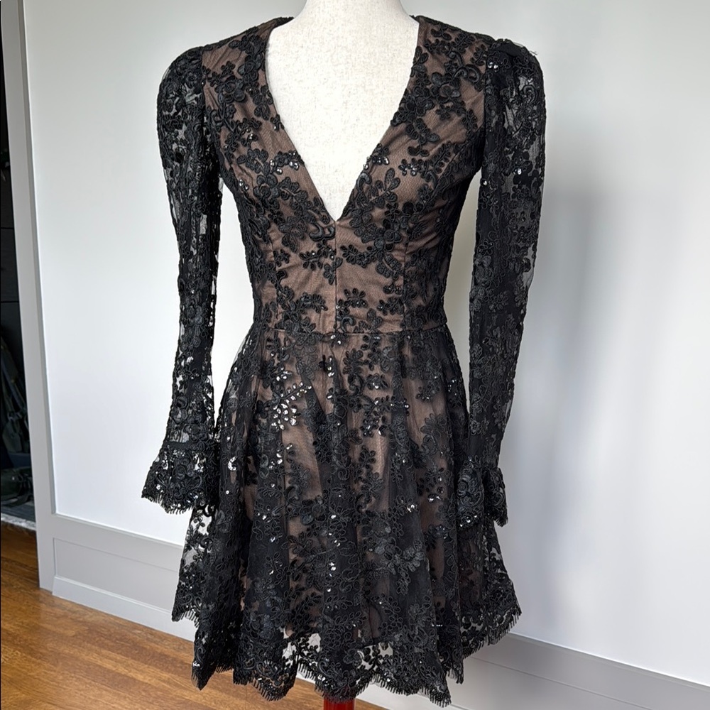 Helsi “Lily” Black Lace Long Sleeve Cocktail Dress